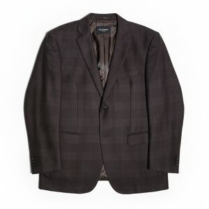 Guy Laroche Paris Dark Brown Plaid Wool Blazer Men’s 42R Tailored Sport Coat